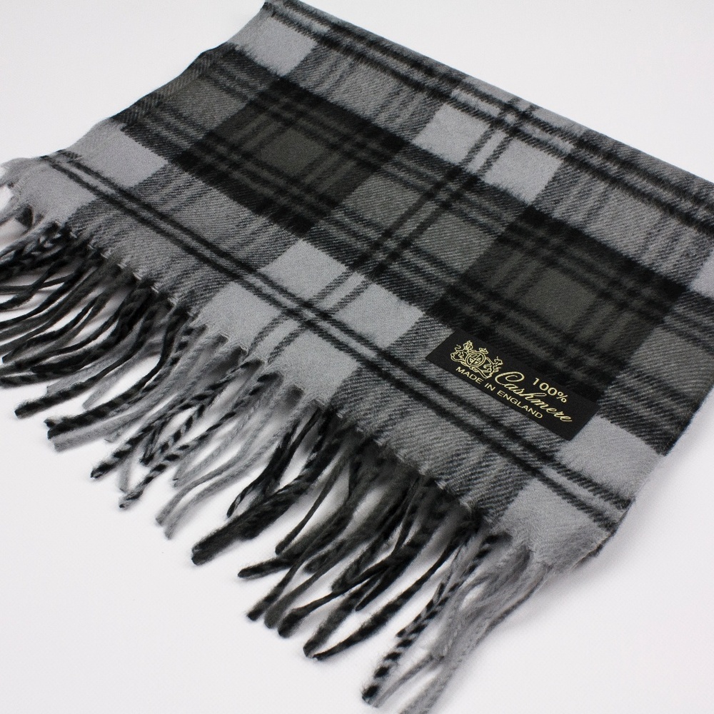 Striped Blue and Black Cashmere Scarf